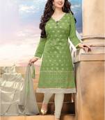 Light green printed chanderi salwar with dupatta