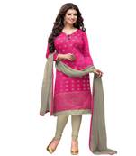 Pink printed chanderi salwar with dupatta