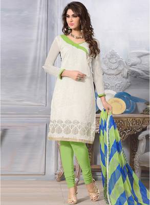 Off white printed chanderi salwar with dupatta 1
