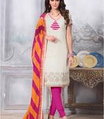 Off white printed chanderi salwar with dupatta