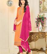 Orange embroidered chanderi salwar with dupatta
