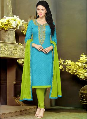 Blue embroidered jacquard salwar with dupatta 1