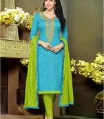 Blue embroidered jacquard salwar with dupatta