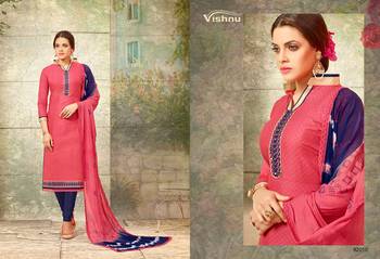 Pink embroidered pure cotton salwar with dupatta 1