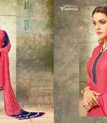 Pink embroidered pure cotton salwar with dupatta