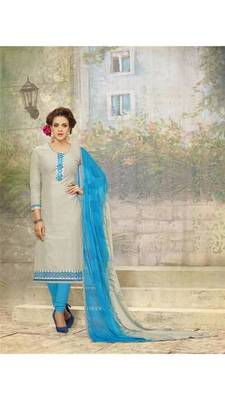 Grey embroidered pure cotton salwar with dupatta 1