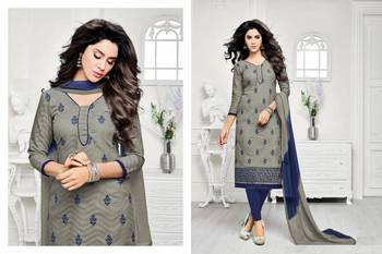 Grey embroidered jacquard salwar with dupatta 1