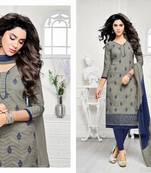Grey embroidered jacquard salwar with dupatta