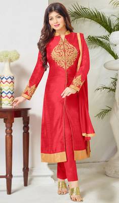 Green embroidered pure cotton salwar with dupatta 1