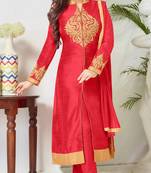 Green embroidered pure cotton salwar with dupatta