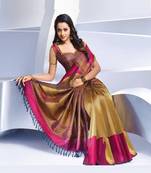 Multicolor printed synthetic saree with blouse