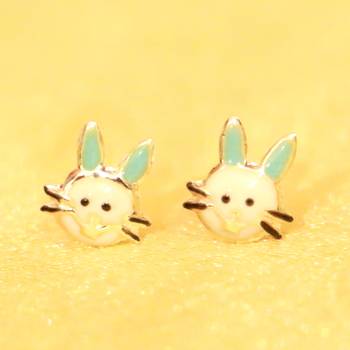 92.5 Sterling Silver Bunny Rabbit Baby Earrings 1