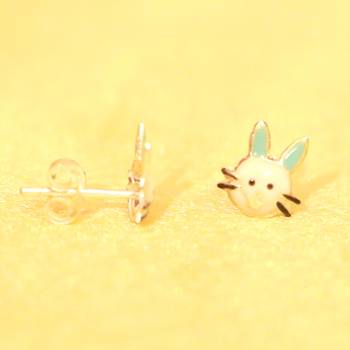 92.5 Sterling Silver Bunny Rabbit Baby Earrings 2
