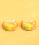 92.5 Sterling Silver Yellow Flower Pattern Earrings