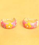 92.5 Sterling Silver Baby Pink Flower Pattern Earrings