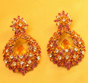 Multicolour Cocktail Zircon Studded Fashion Earrings 1