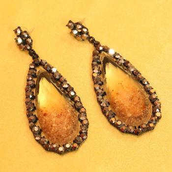 Zircon Studded Imitation Brown Fashion Earrings 1