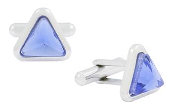 Triangle Blue Rhodium Plated Brass Cufflink Pair for Men 1