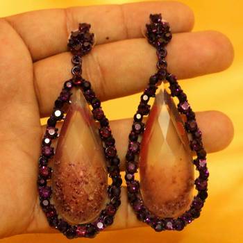 Purple Zircon Studded Imitation Fashion Earrings 2