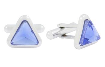 Triangle Blue Rhodium Plated Brass Cufflink Pair for Men 2