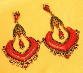 Multicolour Green & Red Antique Plating Fashion Earrings 1
