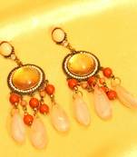 Pink Onyx Antique Finish Fashion Earrings