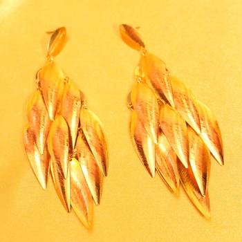 Gold Plated Leaf Pattern Fashion Earrings 1