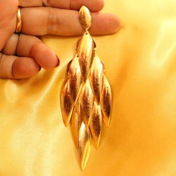 Gold Plated Leaf Pattern Fashion Earrings 2