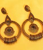 Antique Gold Plated Filigree Blue Earrings