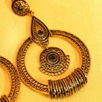 Antique Gold Plated Filigree Blue Earrings 2
