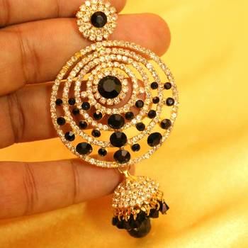 Black Onyx Zircon Studded Fashion Earrings 3