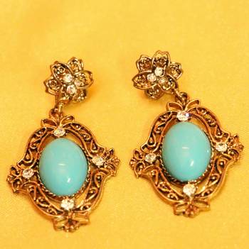 Turquoise Antique Plating Fashion Earrings 1