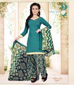 Turquoise plain crepe salwar