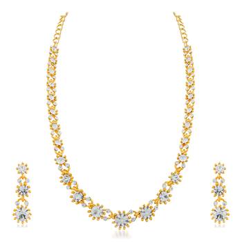 Classy Gold Plated Austrian Stone Gold Finish Necklace Set 1