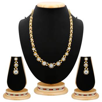 Classy Gold Plated Austrian Stone Gold Finish Necklace Set 2