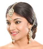 Kundan Stone Designer Gold Finish Earring With Tikka