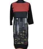 Black printed crepe kurtas-and-kurtis