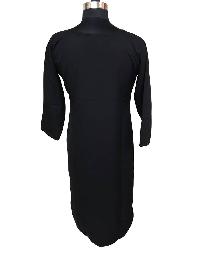 Black printed crepe kurtas-and-kurtis