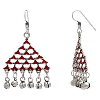 Maroon Color Beautiful Traditional Afghani Earrings 3
