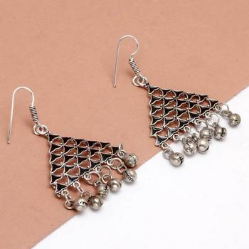 Black Color Partywear Special Afghani Earrings 4