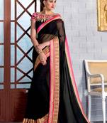 Black embroidered georgette saree with blouse