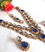 Blue Double line Kundan Necklace Set