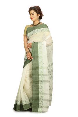 White hand woven cotton saree  2