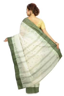White hand woven cotton saree  3