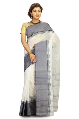 White hand woven cotton saree  1