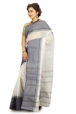 White hand woven cotton saree  2