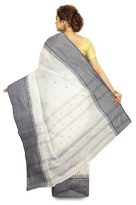 White hand woven cotton saree  3