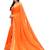 Orange plain silk saree with blouse