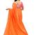 Orange plain silk saree with blouse