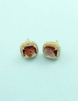 Purple CZ AD American Diamond Stud Earrings Jewellery for Women 1
